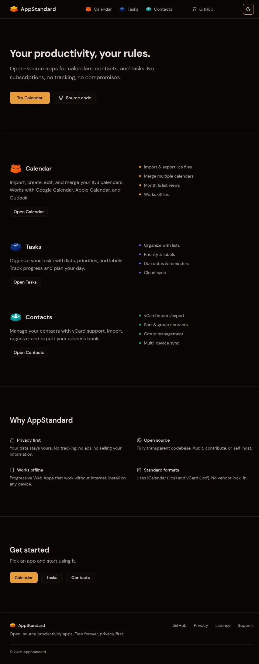 Aperçu du projet AppStandard