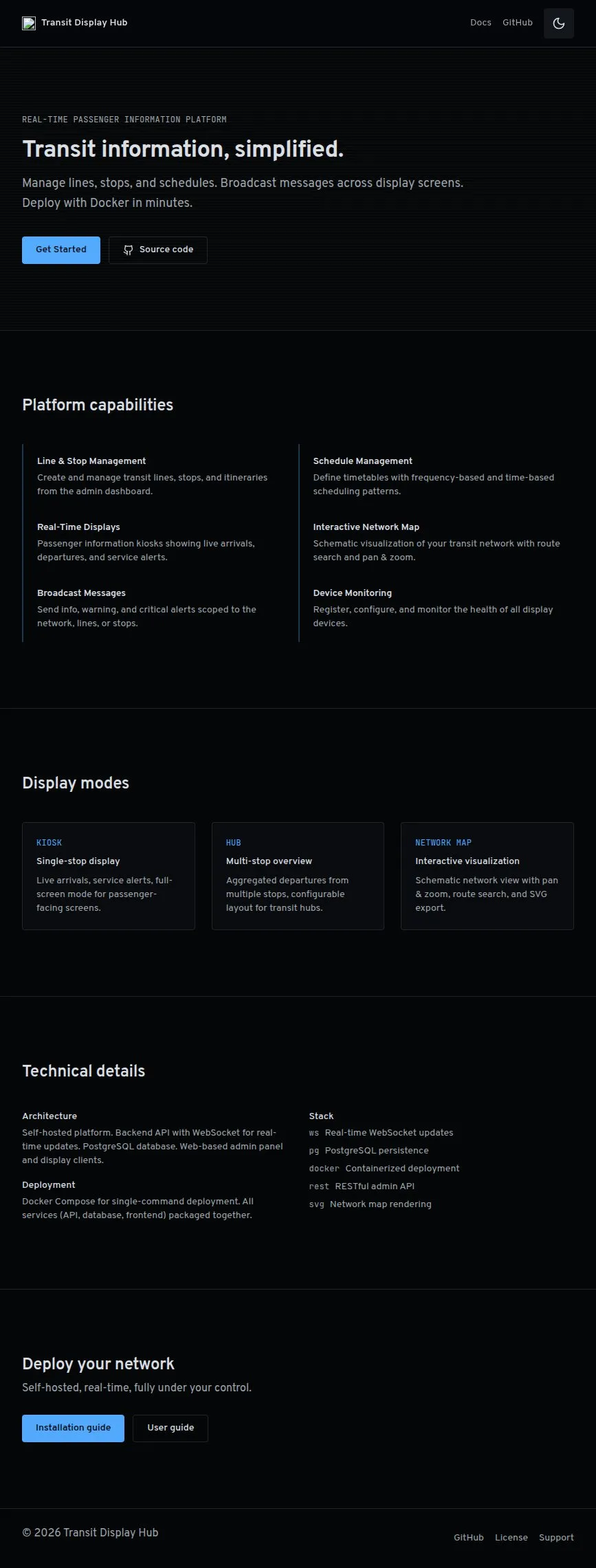 Aperçu du projet Transit Display Hub