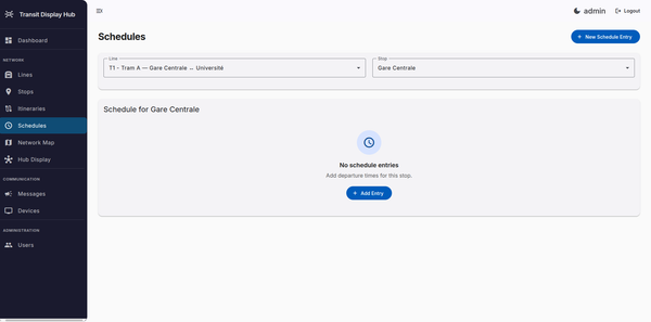 Gestion des horaires par ligne et arrêt